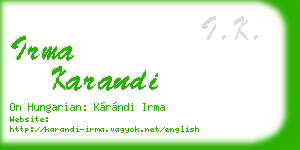irma karandi business card